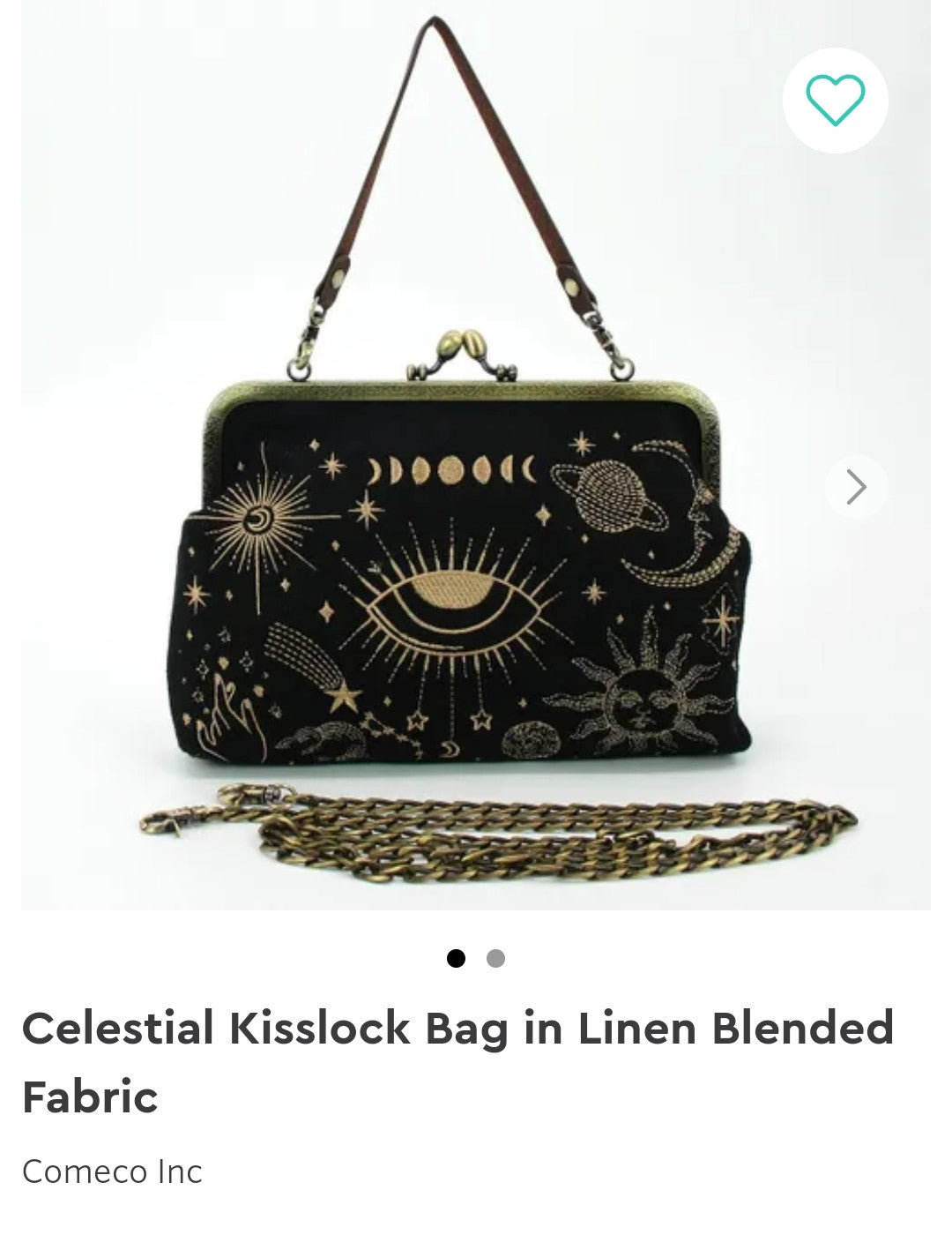Celestial Kisslock Bag in Linen Blended Fabric